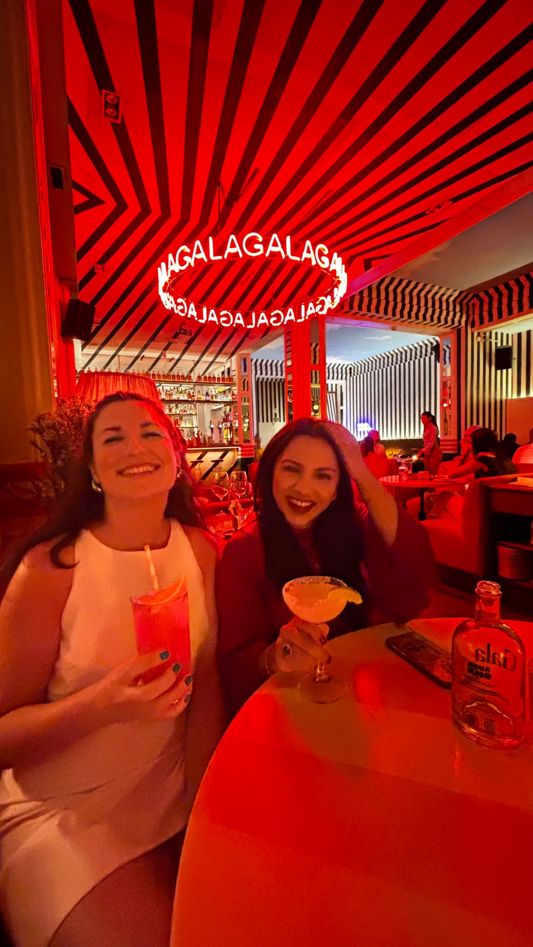 Cocktails under the neon ring at Gala
