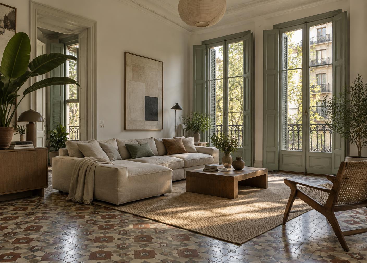 Warm shared living room in a Barcelona apartment